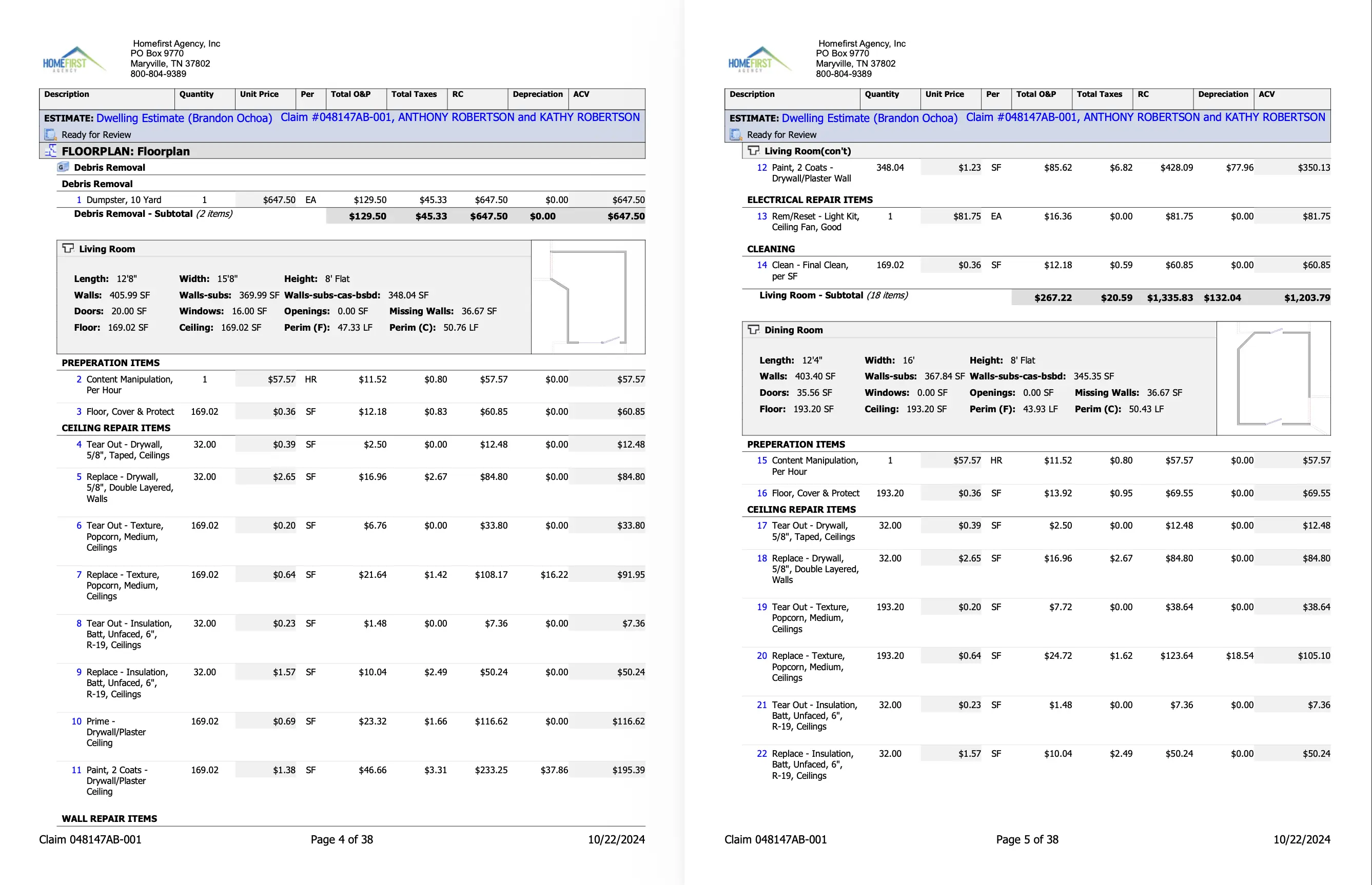 Robertson Residence, Interior & Exterior Restoration Estimate — slide 3